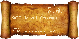 Körözsi Armanda névjegykártya